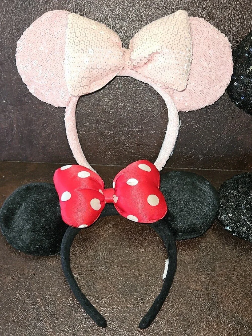 5 Disney Sequin Minnie Ears Headbands in Pink, Black, Red, Rose Gold & Rainbow